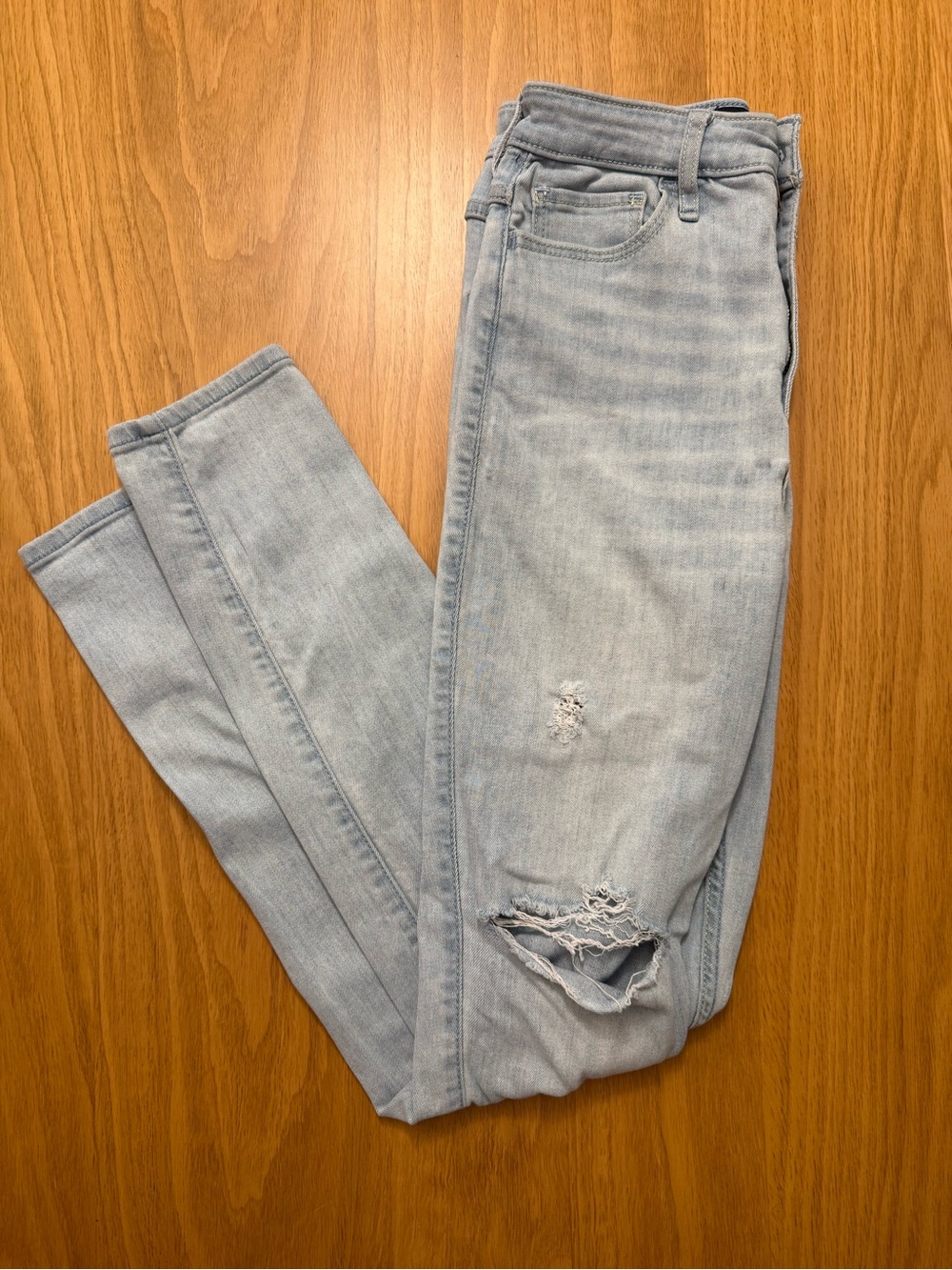 Hollister Light Blue Skinny Jeans with Knee Distress